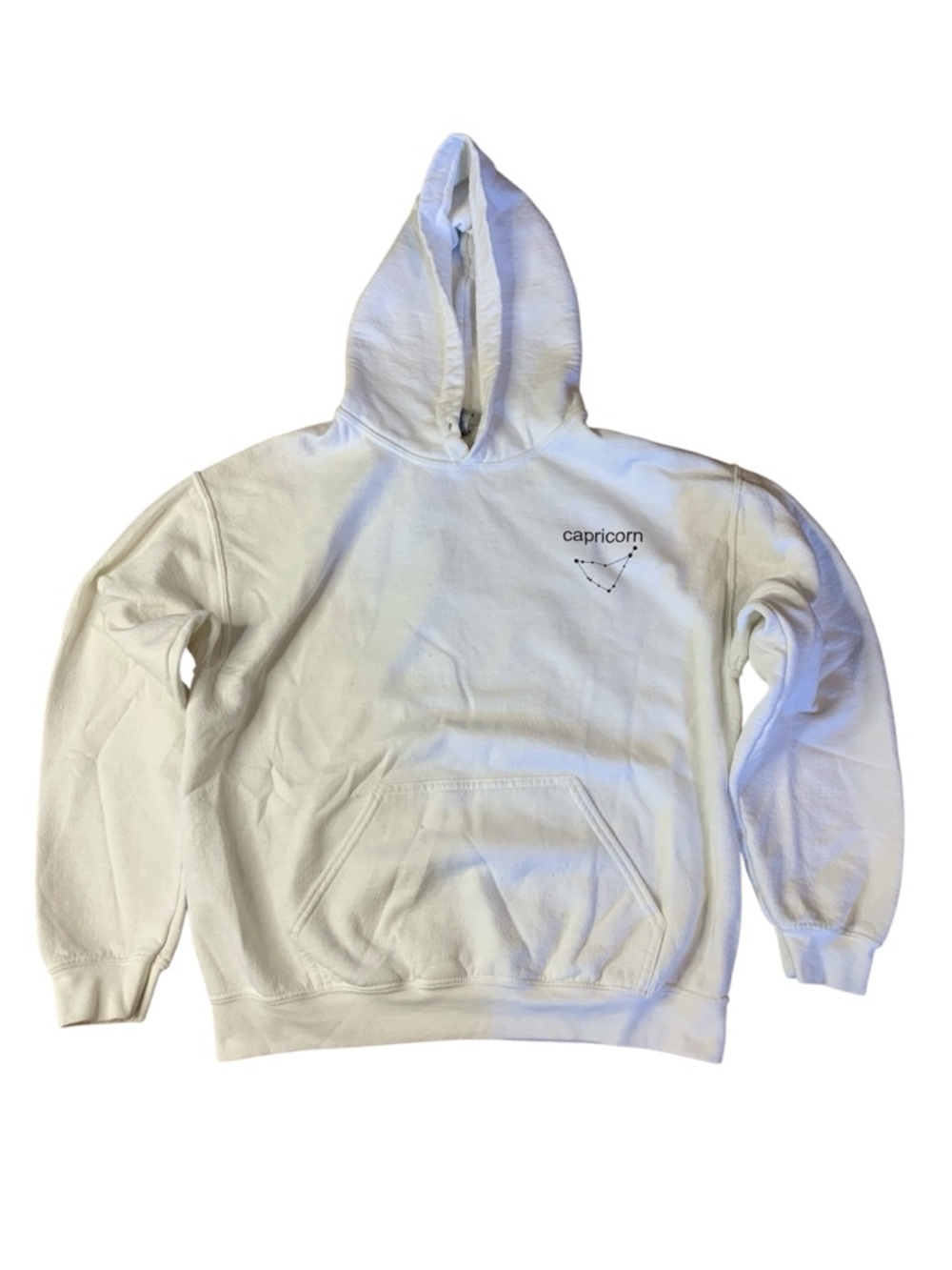 Gildan White Capricorn Constellation Hoodie - Size Medium